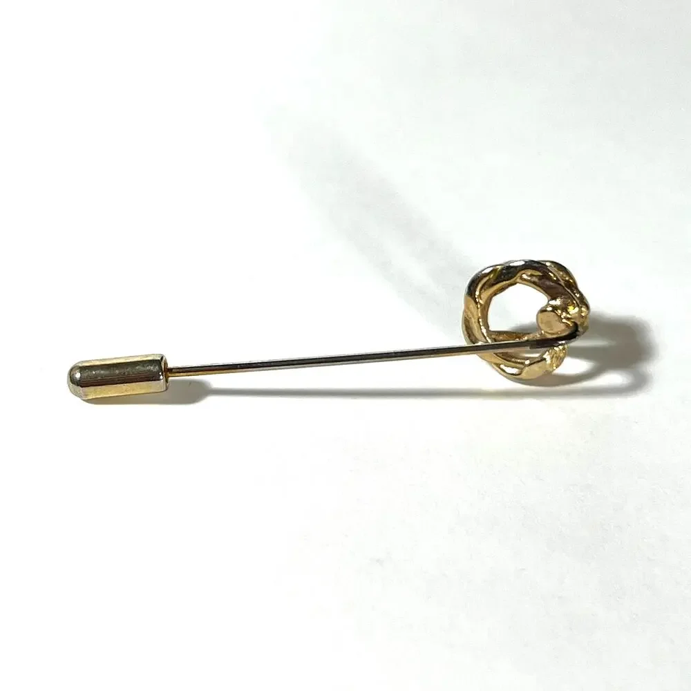Knot Stick Pin, Gold tone, Classic Preppy Delicate for Hats Sweaters Blazers